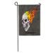 LADDKE Orange Vintage Skull on Fire Red Rock Skeleton Devil Ghost Garden Flag Decorative Flag House Banner 12x18 inch