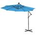 Patiojoy 10FT Patio Umbrella with 32 LED Lights Solar Powered Pool Umbrellas 8 Ribs Cantilever Offset Umbrella for Outdoor Blue