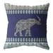 HomeRoots 412954 18 in. Navy Ornate Elephant Indoor & Outdoor Zippered Throw Pillow