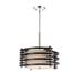 Woodbridge Lighting Steps 3-Light Wood & Fabric Pendant in Satin Nickel/Espresso