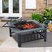 Fire Pits for Outside UHOMEPRO 32 Wood Burning Fire Pit Tables with Screen Lid Poker Outdoor Fire Pit Patio Set Backyard Patio Garden Stove Fire Pit/Ice Pit/BBQ Fire Pit Black