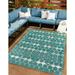 Unique Loom Cardak Indoor/Outdoor Trellis Rug Teal/Ivory 9 x 12 2 Rectangle Geometric Transitional Flatweave Perfect For Patio Deck Garage Entryway