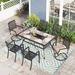 Sophia & William 7 Pieces Metal Patio Dining Set Outdoor Furniture Set with Umbrella Hole