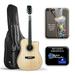 Ameritone â€œLearn to Playâ€� Full Size 41 Natural Finish Cutaway Dreadnought Acoustic Guitar with Play-A-Tab system Padded Bag and 3-Month Online Lesson Subscription