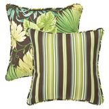 Pillow Perfect Outdoor Green/ Brown Tropical/ Stripe Toss Pillows (Set of 2)