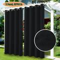 LiveGo Blackout Outdoor Patio Curtains - Weatherproof Sun Blocking UV and Fade Resistant Cabana Grommet Top Curtains for Gazebo Front Porch Pergola Yard 52*84 in 2 Panel Black