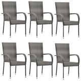 vidaXL Stackable Outdoor Chairs 6 pcs Gray Poly Rattan 310088