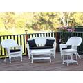 Jeco 5pc Wicker Conversation Set in White with Black Cushions