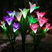 Ledander 3PACK Solar Outdoor Lights Garden Lights 4 LED Decoration Solar Powered Stake Lights with 4 Lily Flower Waterproof Landscape Lighting for Garden Yard Patio Outdoor Home Decor