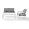 Crosley Kaplan 3 Piece Patio Sofa Set in Gray and White