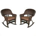 Jeco Wicker Chair in Espresso with Brown Cushion (Set of 4)