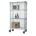 24 Deep x 60 Wide x 69 High Mobile Chrome Security Cage with 3 Interior Shelves