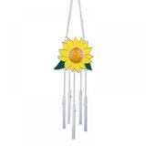 Beautiful Stained Glass Sunflower Window Hanging Panel Decoration with Chain For Home Ornament Home Decor Wind Chimes Ornaments