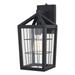 Vaxcel Gage 7-in Black Outdoor Farmhouse Wire Cage Wall Lantern Dusk to Dawn 1-Light Wall Lamp Sconce with Clear Glass Panels