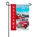 America Forever Red Truck Christmas Garden Flag Double Sided Vertical Decorative 12.5 x 18 inches for Outdoor Yard Porch Happy Holidays Merry Christmas Welcome Snowfall Celebration Garden Flag