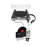 Audio-Technica AT-LP60X Stereo Turntable (Gunmetal) with Headphones and Record Cleaning Kit)