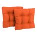 Blazing Needles 19 in. Squared Solid Spun Polyester Tufted Dining Chair Cushions Tangerine Dream - Set of 2