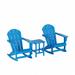 Polytrends Laguna 3-Piece Poly Adirondack Rocking Chairs and Side Table Set Pacific Blue