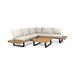 GDF Studio Raleigh Outdoor Acacia Wood 5 Seater Sectional Sofa Set with Cushions Teak and Beige