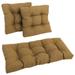 Blazing Needles Squared Solid Spun Polyester Tufted Settee Cushions Wheat - Set of 3