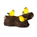 Wind & Weather Solar Lighted Yellow Finches on a Log Garden Sculpture