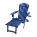 40 in. Oceanic Collection Adirondack Chaise Lounge Chair Foldable Cup & Glass Holder Navy Blue