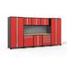 NewAge Products Pro Series Red 9 Piece Cabinet Set Heavy Duty 18-Gauge Steel Garage Storage System Slatwall Included