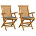 walmeck Patio Chairs with Gray Cushions 2 pcs Solid Teak Wood