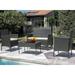 Devoko 4 Pieces Outdoor Patio Conversation Set PE Rattan Wicker Furniture Set Black/Beige