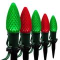 Wintergreen Lighting C9 Red & Green OptiCore Faceted LED Christmas Pathway Light Kit 100 Lights 12 Spacing Green Wire 100 ft
