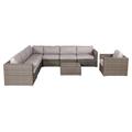 Living Source International 9-Piece Sectional Sofa Set with Cushions in Gray