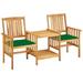 Carevas Patio Chairs with Tea Table and Cushions Solid Acacia Wood