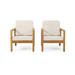 GDF Studio Lindsey Outdoor Acacia Wood Club Chairs with Cushions Set of 2 Beige and Teak