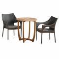 Lovelee Outdoor Acacia Wood and Wicker 3 Piece Bistro Set - Teak and Multibrown