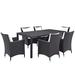 Modern Contemporary Urban Design Outdoor Patio Balcony Seven PCS Dining Chairs and Table Set White Rattan