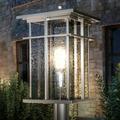 Luxury Craftsman Outdoor Post Light 17 H x 9 W with Coastal Style Elements Americana Design Burnished Aluminum Finish and Heavy Seedy Glass UEX1005