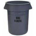 Rubbermaid Round Brute Container with Bio Infectious Imprint Plastic 34 gal Gray (263959GRA)