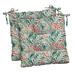 RSH DÃ©cor Indoor Outdoor Set of 2 Tufted Dining Chair Seat Cushions 16 x 16 x 2 Gould Multi Green Floral