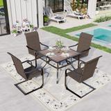 Sophia & William 5 Piece Outdoor Patio Dinning Set Wicker Chairs and Table Set