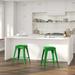 Merrick Lane Metal 24 Counter Height Stool with Distressed Green Powder Coated Finish and Integrated Floor Glides