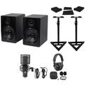 (2) Rockville APM8B 8 Powered USB Studio Monitors+Stands+Pads+Mic+Headphones