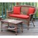Jeco Wicker Patio Love Seat and Coffee Table Set in Honey without Cushion