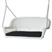 Jeco Wicker Porch Swing in White with Black Cushion