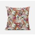 Plant Illusion Suede Blown and Closed Pillow by Amrita Sen in Gold Blue Pink