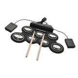 Compact Size USB Roll-Up Silicon Drum Set Digital Electronic Drum Kit 7 Drum Pads with Drumsticks Foot Pedals for Beginners Children Kids