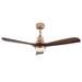 Oukaning 48 Inch Ceiling Fan with LED Light Reversible Farmhouse Chandelier Wood Walnut Blades 6 Speed Settings