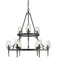 Rustic Farmhouse Nine Light Chandelier in Dark Natural Iron Finish Bailey Street Home 170-Bel-1802741