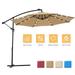 Outdoor Cantilever Market Umbrella SYNGAR 10ft Offset Hanging Umbrella with Solar Panel Crank System 24 LED Lights & 8 Sturdy Ribs Patio UV Protection Umbrella for Garden Yard Pool Taupe D850