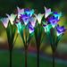 Outdoor Solar Garden Stake Lights - 4 Packs Solar Powered Lights with 16 Lily Flower Multi-color Changing LED Solar Decorative Lights for Garden Patio Backyard (Purple and White)