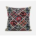 Fall Patch Snowflowers Suede Blown and Closed Pillow by Amrita Sen in Dark Blue Yellow